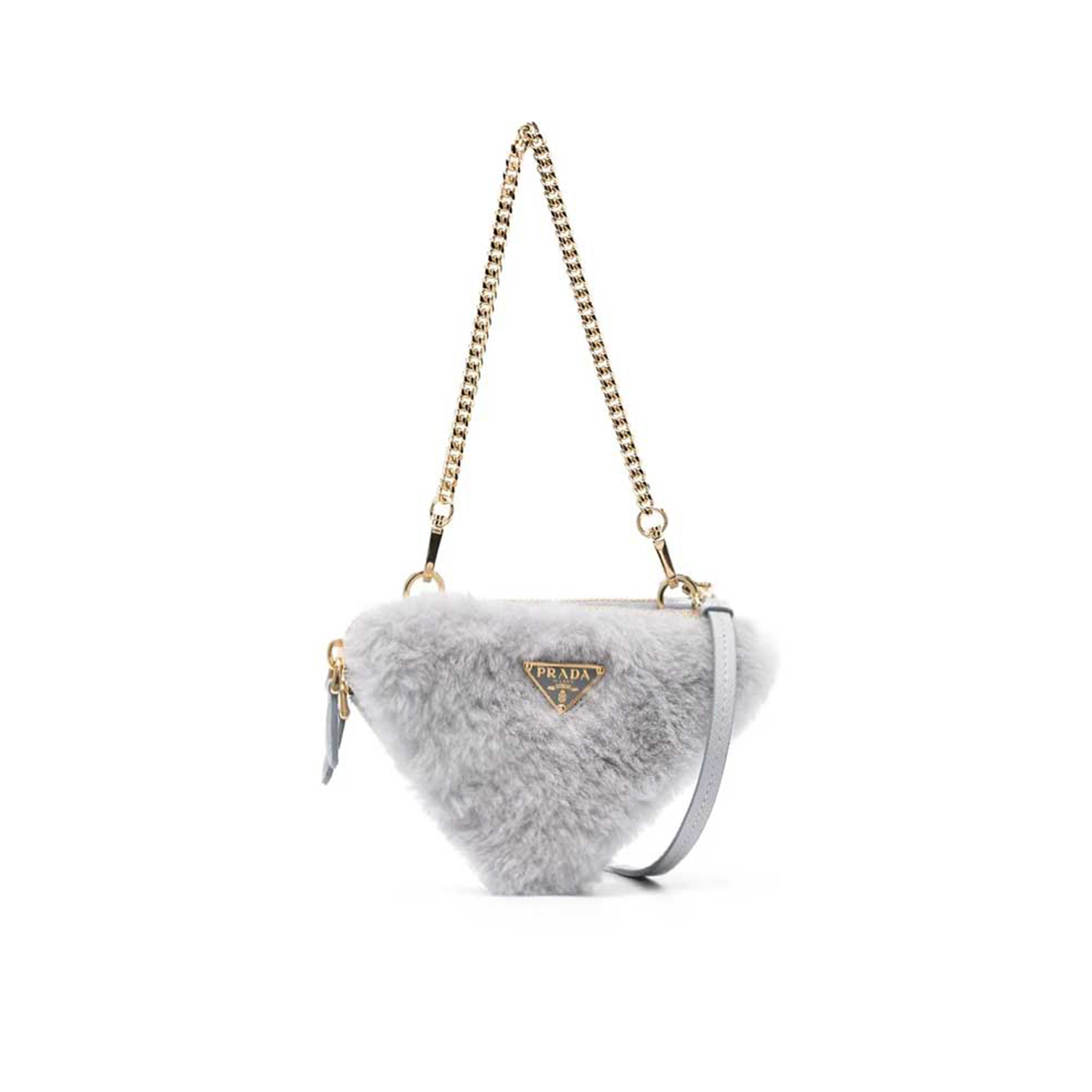 PRADA MINI SHEARLING CROSSBODY BAG IN GRAY 1NR015 (15*10cm)